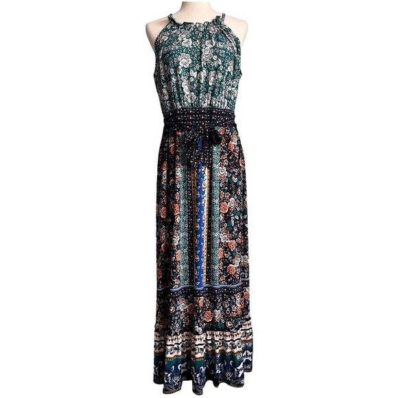 Maggy London Women’s Fall Floral Paisley Halter Maxi Dress Size 12 EUC - Picture 1 of 6